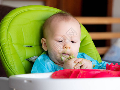 宝用BLW方法吃有机生物蔬菜图片