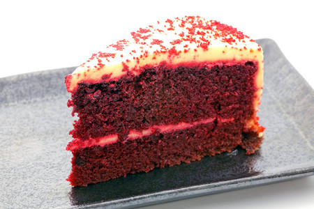 红色天鹅绒蛋糕特写图片