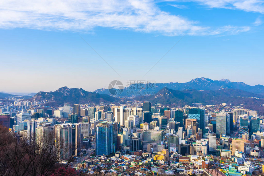 韩国首尔市美丽的风景和城市景观图片