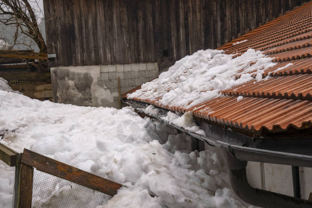 从屋顶的雪混乱屋顶雪崩图片
