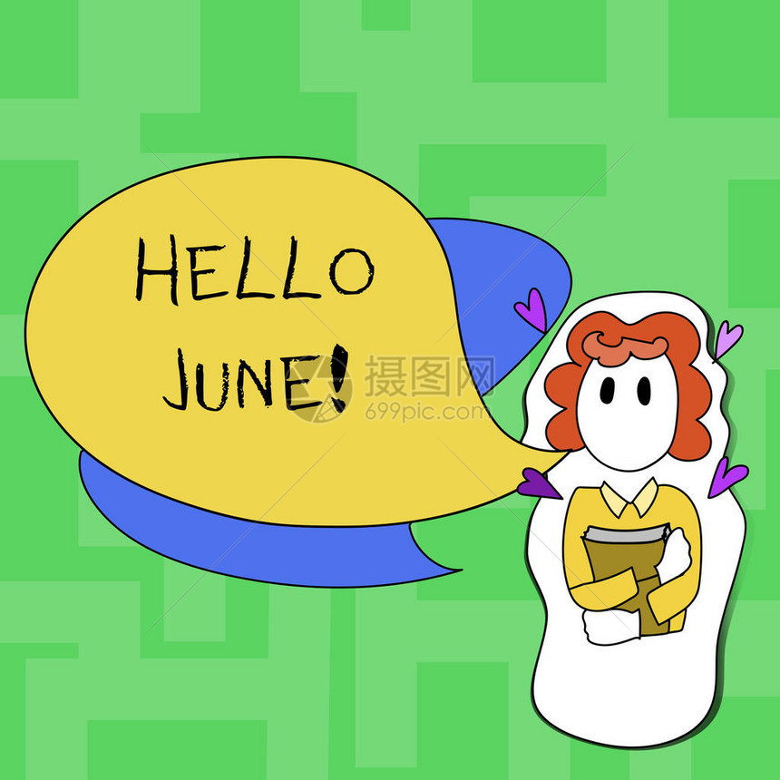 显示你好六月的文字符号商务照片文本开始新的一个月消息五月图片