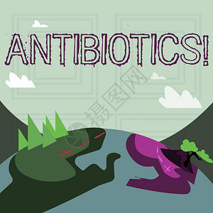 显示抗生素的书写笔记用于治疗和预防细菌感染的药图片