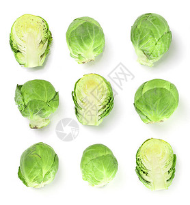 白色背景封闭时孤立于布鲁塞尔的sprouts顶部视图图片