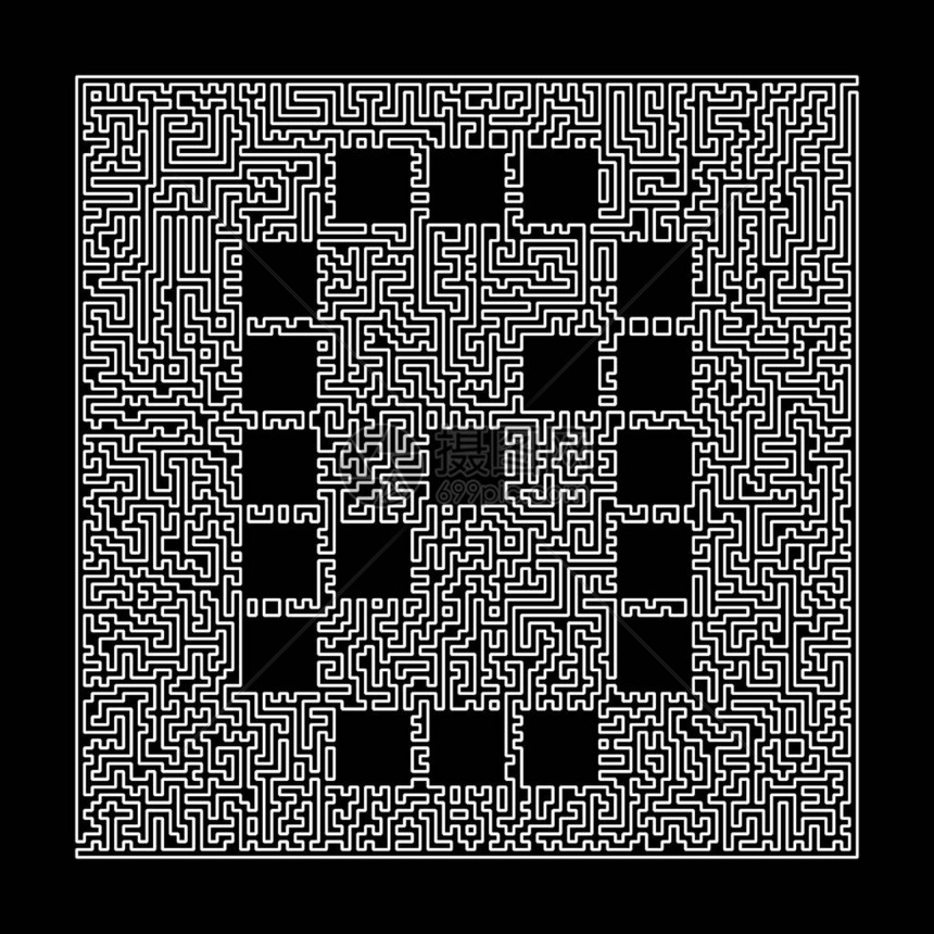 迷宫框架中的数字0迷宫技术字母线样式字体在黑色图片