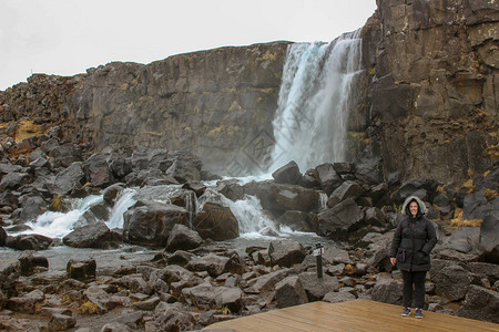 Thingvelllir公园或更人所知的冬季冰岛平韦图片