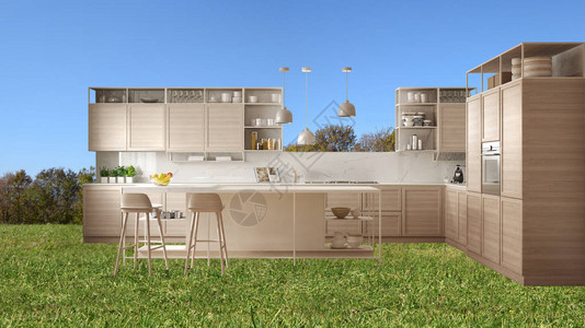现代厨房陈列柜户外空间家具绿草地公园室外图片