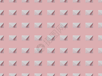 平躺的顶视图白色和空的信封与粉红色隔离图片