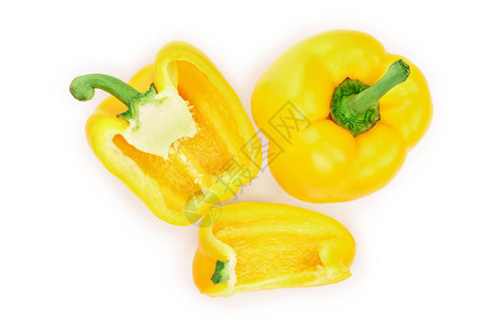 白色背景的黄色甜椒顶部风图片