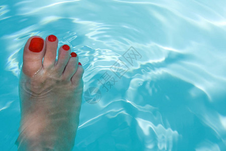女人在蓝水中脚步夏天图片