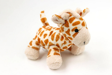 小玩具长颈鹿与白色背景隔绝带影子反图片