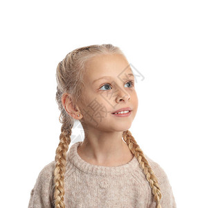 白人背景的小女孩言语治疗的概念图片