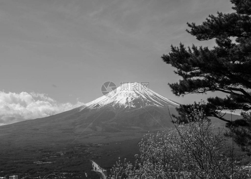 黑白富士山图片