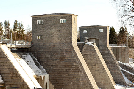 冬季芬兰伊马特拉Imatrankoski水坝电站Imatra图片
