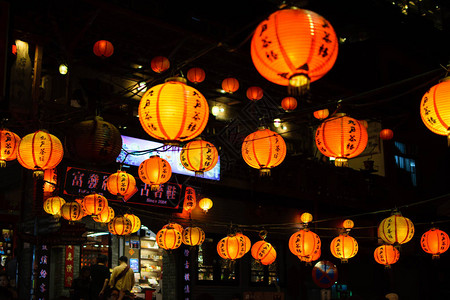 九份街灯笼文化台湾岛高清图片