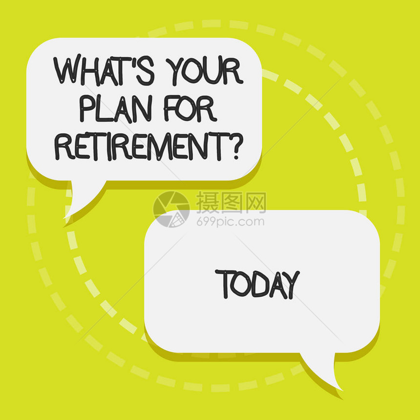 概念手写显示你的退休计划是什么概念意义当你变老时想任何计划空白色语音气球在柔和图片