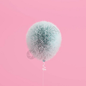 蓝气球富尔漂浮在粉红背景上图片
