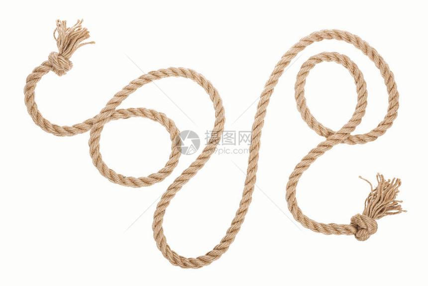 长棕色绳子有卷和结图片