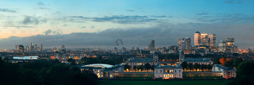 伦敦城市景色以日落全景为中心泰晤士河上图片