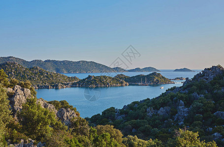 土耳其德姆雷区Kekova岛和Kalekoy高清图片