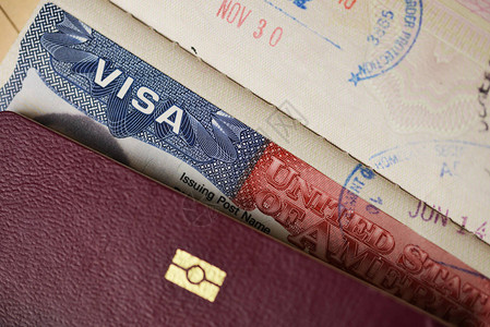 美国带旅游签证印章的生物测量护照美国图片