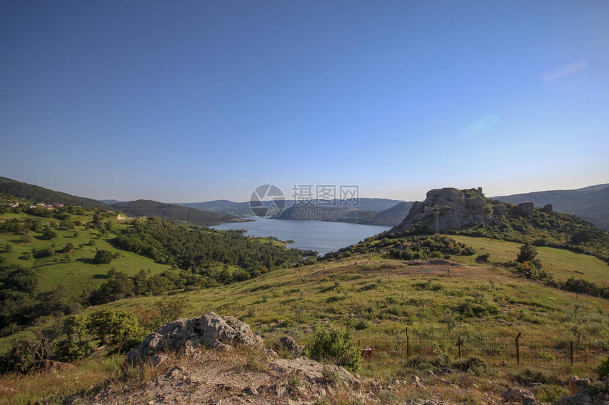 土耳其恰纳卡莱的广域山峰和景观废弃建图片