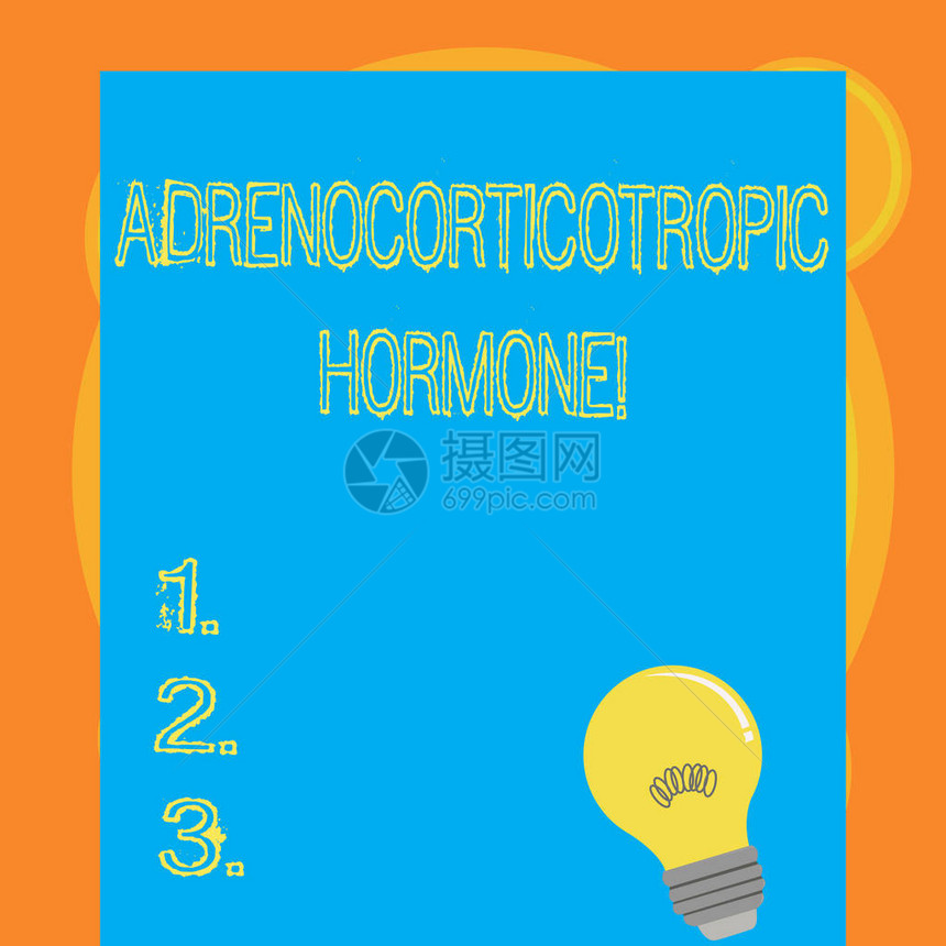 显示AdrenocortortictropicHormone的书写注释荷尔蒙的商业概念图片