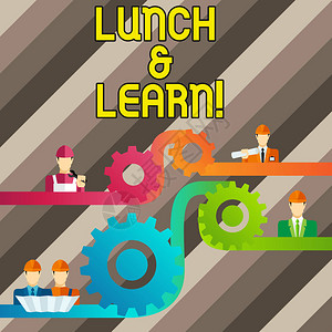 概念手写显示午餐和学习概念意义捍卫作为午餐期间提供的研讨会以测试它CogGearSettingIconConnectMenf背景图片