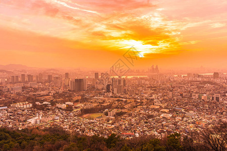 南韩首尔市的美丽景观和城市风景图片