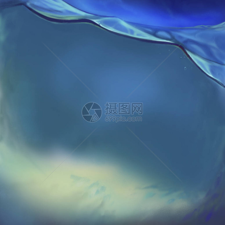 夏天水面纹理水下背景波浪效果蓝色的冥界海洋图片