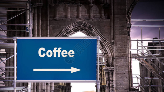咖啡街牌背景图片