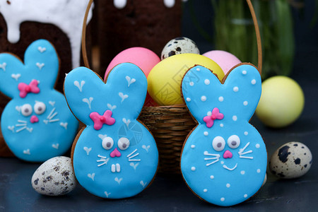 复活节兔子糖饼干动物形状的饼干图片