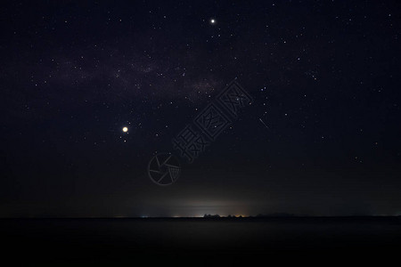 夜以继日的星尘在湖边的天空里有噪音和粮食城图片