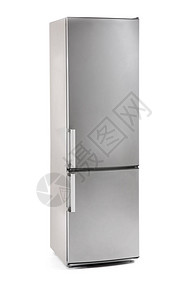 白色背景上的现代冰箱图片