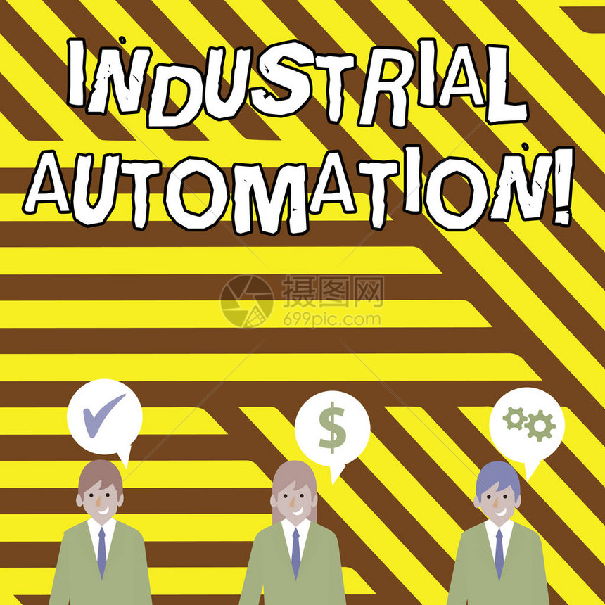 显示工业自动化的概念手写概念意义使用控制系统处理工业过程商人有带优化成本图图片