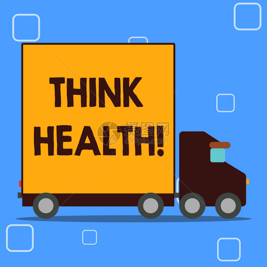 概念手写显示思考健康带盖背集装箱运输货物的完整身心和社会福祉卡车的图片