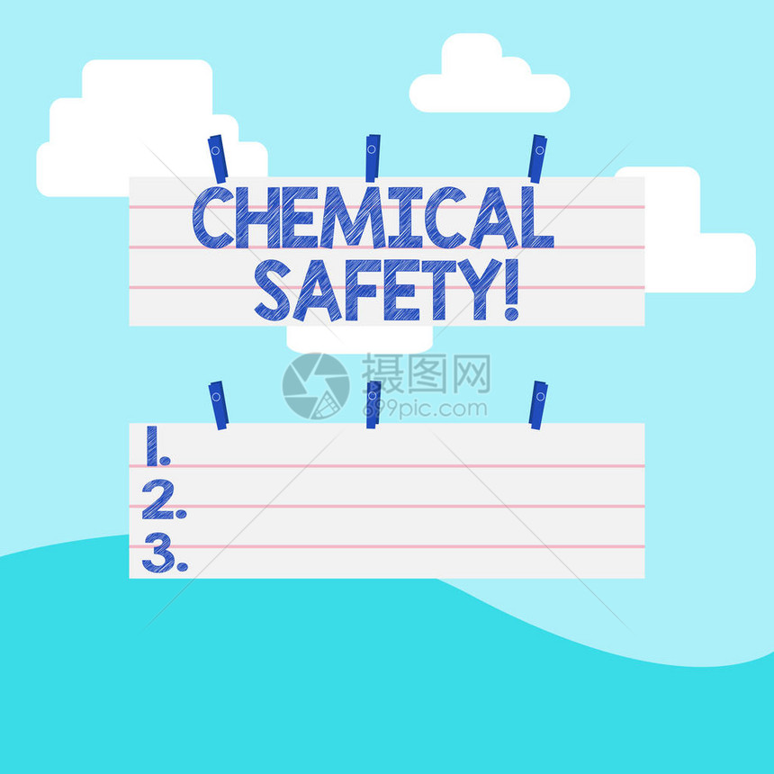 手写文字书写化学安全概念照片实践最大限度地减少风险在任何环境中的化学物质两种颜色的空白条尺寸衬纸悬挂图片