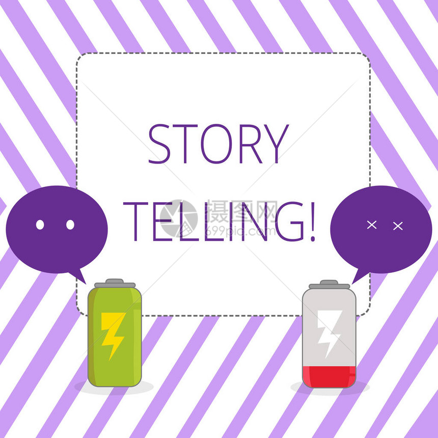 写笔记显示讲故事活动撰写故事以将其发布到公众的商业概念带有表情符号语音气泡的完全充图片