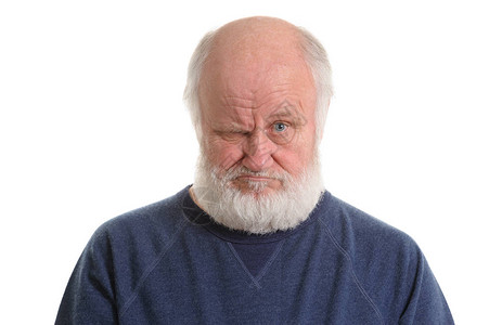 不满意和不高兴的老秃头老人图片