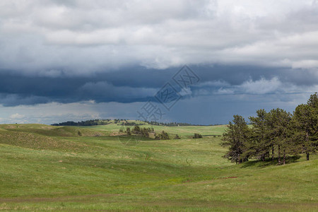 风洞公园山丘和草原的动态景观图片