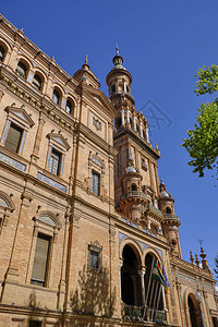 安达利西亚塞维利亚主要广场西班牙埃斯帕那广场蓝色图片