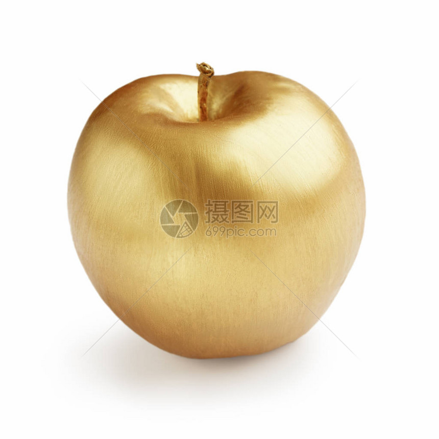 白色背景上的金苹果金苹果不和图片