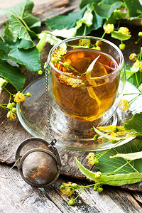 菩提花和一杯健康茶草药图片