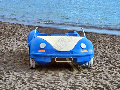蓝白沙滩车作为敞篷车背景图片
