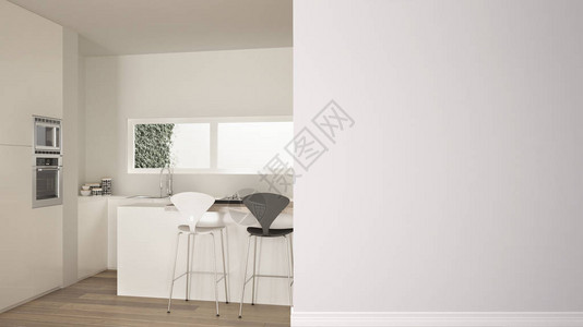 现代白色和木质厨房图片