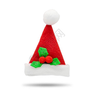 白色背景的红圣塔帽时装圣诞老人配饰品你的设计图片