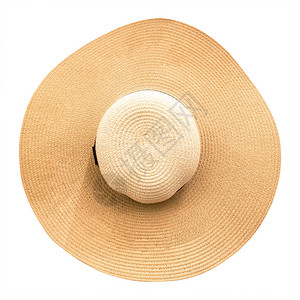 白色背景上的丝带被隔离的拖帽在夏季风格中时装帽最显眼的景色图片