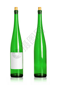 白色背景上隔绝的绿色葡萄酒瓶图片