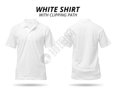 孤立在白色上的白衬衫用于设计的空白polo衫背景图片