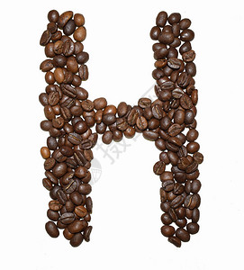 英语咖啡字母上白色孤立烤咖啡豆图片