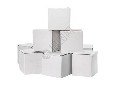 孤立在白色背景上的白色盒子纸板包装敌人交付或您的设计图片